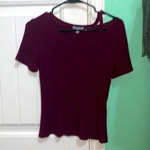 Maroon shirt, never worn, it’s just been sitting in my closet forever. ribbed.